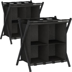 aboxoo 2 Pack Luggage Rack with storage, Guest Room Folding Suitcase Stands, Holds up to 120 lb, Space Saving Suitcase Holders for guest room, Bedroom Hotel, Black