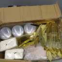 Fijinhom 350pcs Pink Plastic Plates, Elegant Disposable Dinnerware Set, 125 Pieces, White and Gold, Plates, Cups, Cutlery and Napkins (Pink, 50 Guests)