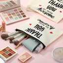Coume 12 Pcs Inspirational Appreciation Gifts Bulk for Women Nurse Teacher Makeup Bags Bulk Thank You Canvas Cosmetic Bag for Graduation Employee Mother's Day Worker Social Volunteer(Appreciate)