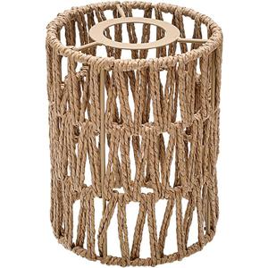 1 Pack Rattan Lamp Shade Small, Boho Mini Lamp Shades Replacement, Vintage Hanging Light Shades, Cylinder Woven LampShades for Floor Lamps Pendant Light Chandelier Wall Sconces Light Fixture Shades (Standard)