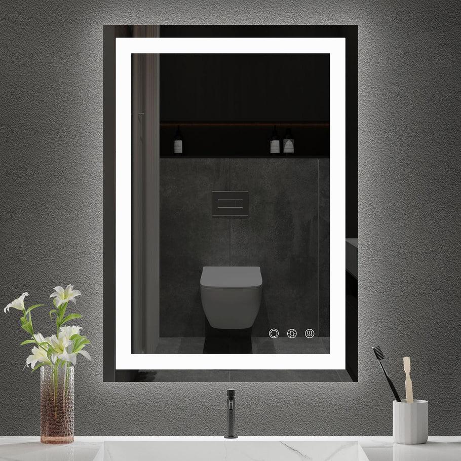 BesMirror 20x28 Inch LED Bathroom Mirror - Anti-Fog, Stepless Dimmable - Bathroom Mirror with Lights - 3 Color LED Mirror for Bathroom, IP54 Waterproof, Horizontal/Vertical BesMirror 20x28 Inch LED Bathroom Mirror - Anti-Fog, Stepless Dimmable - Bathroom Mirror with Lights - 3 Color LED Mirror for Bathroom, IP54 Waterproof, Horizontal/Vertical
