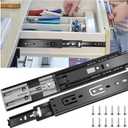 16 inch Drawer Slides 6 Pairs (12pcs) Soft Close 3 fold Full Extension Side Mount Cabinet Drawer Glides 16" Black Cabinet Rails for Dresser, Cabinet, Kitchen 100 LB Capacity