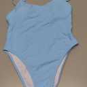 Women's Light Blue Classic Sexy One Piece Swimsuit Bathing Suit Tummy Control High Cut Cheeky Coverage, SW07LightBlue, M