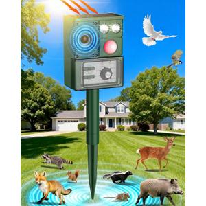 2026 Upgraded Solar Animal Repellent, Cat Repellent Outdoor, Squirrel Repellent, Deer Repellent Devices, Ultrasonic Pest Repeller Dog, Raccoon, Skunk, Rabbit, Rodent, Waterproof, Motion Detection