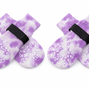 EXPAWLORER Anti Slip Dog Socks to Prevent Licking Paws, Dog Shoes for Hot Pavement, Dog Booties for Small Medium Large Senior Dogs, Traction Control Boots & Paw Protectors for Hardwood Floors, Large, 4 Count, Purple and White