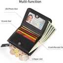 Small Wallet Women Soft Leather RFID Blocking Card Holder with Zipper Pocket Bifold wallet,Black