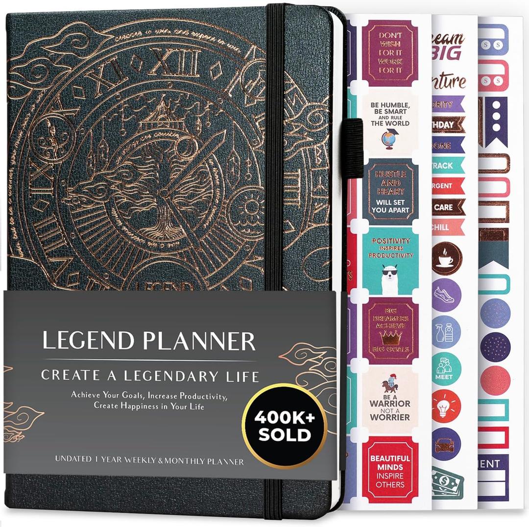 Legend Planner  Weekly & Monthly Life Planner to Hit Your Goals & Live Happier. Organizer Notebook & Productivity Journal. A5 (Mystic Gray) (A5 (5.5'' x 8.3''))