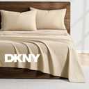 DKNY Cooling Washed Microfiber Sheet Set, King, Warm Beige, 4-Piece