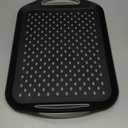 Large Nonslip Serving Tray with Handles, Silicone Grippy Dots Lap Food Trays for Eating, Dishwasher Safe Serve for Breakfast Dinner Snack Fruit Appetizers Beverage, Rectangular, Set of 2, Black