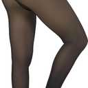 KBVOT Fleece Lined Tights Women Sheer Warm Pantyhose Leggings Fake Translucent Thermal Winter Thick Tights for Dresses (X-Large, Black Footless)