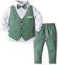Yilaku Boys Suits Ring Bearer Outfit Toddler Suits with Vest+Shirt+Pants Sets Kids Dress Clothes for 18 Months-9 Years Green White