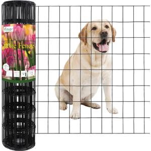 FOREHOGAR Black PVC Coated Welded Wire Fence 24 Inch x 25 Foot, 2 Inch x 3 Inch 16GA, Garden Border Fencing Roll Vinyl Coating Metal Wire Mesh for Yard Vegetable Plant Protection Poultry Netting