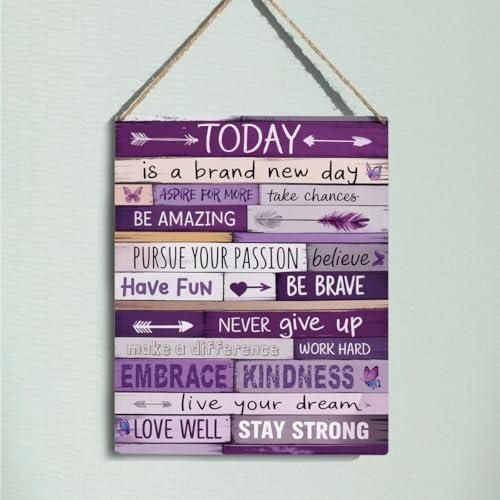 Purple Inspirational Motivational Positive Quotes Affirmations Classroom Offfice Home Room Wooden Hanging Sign Dorm Wall Art Decor Plaques for Bedroom Teenage Girl