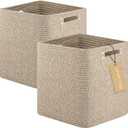OIAHOMY Storage Cubes, 11 Inch Cube Organizer, Collapsible Storage Bins, Baskets for Organizing, Bins for Shelves-Brown, 2-PACK