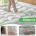 LIANLAM Mattress Topper Full Size - 1500GSM 3D+7D Down Alternative Fill 3 in Pillow Top Mattress Pad, Viscose Made from Bamboo Cover, Extra Firm for Back Pain, 6"-18" Deep Pocket(54"x75")