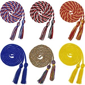 HOVEOX 6 Pieces Graduation Cords Tassels Cord Honor Cords with Tassel Graduation Honor Cords for Graduation Students (Gold, Blue, Red and Gold, Red and Blue and White, Red and Black and White, Colorful)