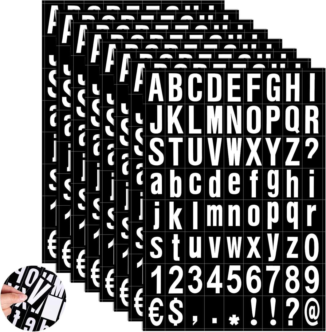 Zonon 8 Sheets Mailbox Numbers Sticker, Self-Adhesive Vinyl Letters Numbers Kit for Mailbox, Signs, Window, Door, Cars, Trucks, Home, Business, Address(2inch,White in Black)