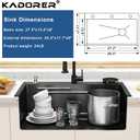 29.5 x 17.7 inch Kitchen Sink, Single Bowl Stainless Steel Multifunctional Drop In Sink Workstation Sink with Pull-Down Faucet and Multiple Accessories (Black Grey)