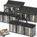 DVD Storage Bags, Media Organizer Bags for DVDs, CDs, Blu Ray Disc, Movie Cases, VHS Box, Video Game Disks, Albums, Books, Clear Plastic Holders with Carrying Handles (Black, 4Pack)