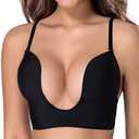 JOATEAY Deep Plunge Bra Convertible Push up Low Cut Seamless Women Wireless Bra Red Carpet Size 38D