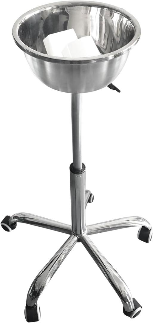 Portable Gym Chalk Stand with Stainless Steel Bowl: Freestanding Gym Chalk Holder Bucket with Heavy Duty Rolling Wheels for Gymnastics Weight Lifting Accessories