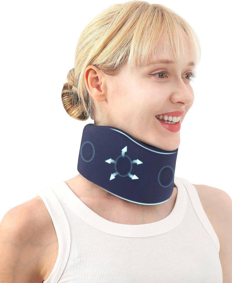 Neck Brace, Silicone Washable Upgrade, Cervical Collar for Neck Pain and Support, Soft Cervicorrect Neck Brace for Sleeping, Neck Tension Reliever (Neck Height 2.8" - 3.2", S)