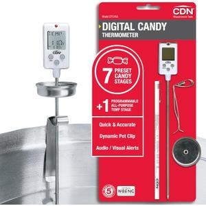 CDN Digital Candy Thermometer Long 8'' Stainless Steel Stem, Adjustable Pot Clip, Preset Candy Stages with Audio/Visual Alerts, Instant Read For Cooking, Deep Frying & Oil - DTC450