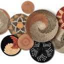 Tatuo 3 Pcs Boho Wall Basket Decor Decorative Bulrush Woven Basket Wall Decor Art Round Farmhouse Hanging Baskets for Kitchen Rustic Home Summer Decorations, Multi Sizes (Classic)