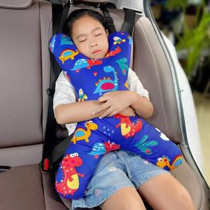 X-Shaped Car Travel Pillow for Cars Seat Kids Adults Head and Body Support Pillow Cartoon Neck Pillows Soft Long-Distance Travel Car Sleeping Seat Belt Pillows Breathable Cars Aircraft Travel Cushion (Blue)