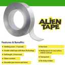 ALIEN TAPE Double Sided Tape Heavy Duty, Nano Tape, Double Sided Mounting Tape, Heavy Duty Double Sided Tape for Walls, Wall Tape, Clear Adhesive Tape for Poster Photo Wall Décor As Seen on TV 30 Feet