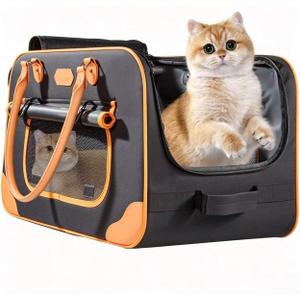 Extra Large Cat Carrier for 2 Cats, Collapsible Soft Sided Pet Carrier for Large Cats Small Dogs Up to 50 LBS, Cat Bag Carrier for Travel, Anti-Wear and Ventilated Design, 24"x14"x15.5"