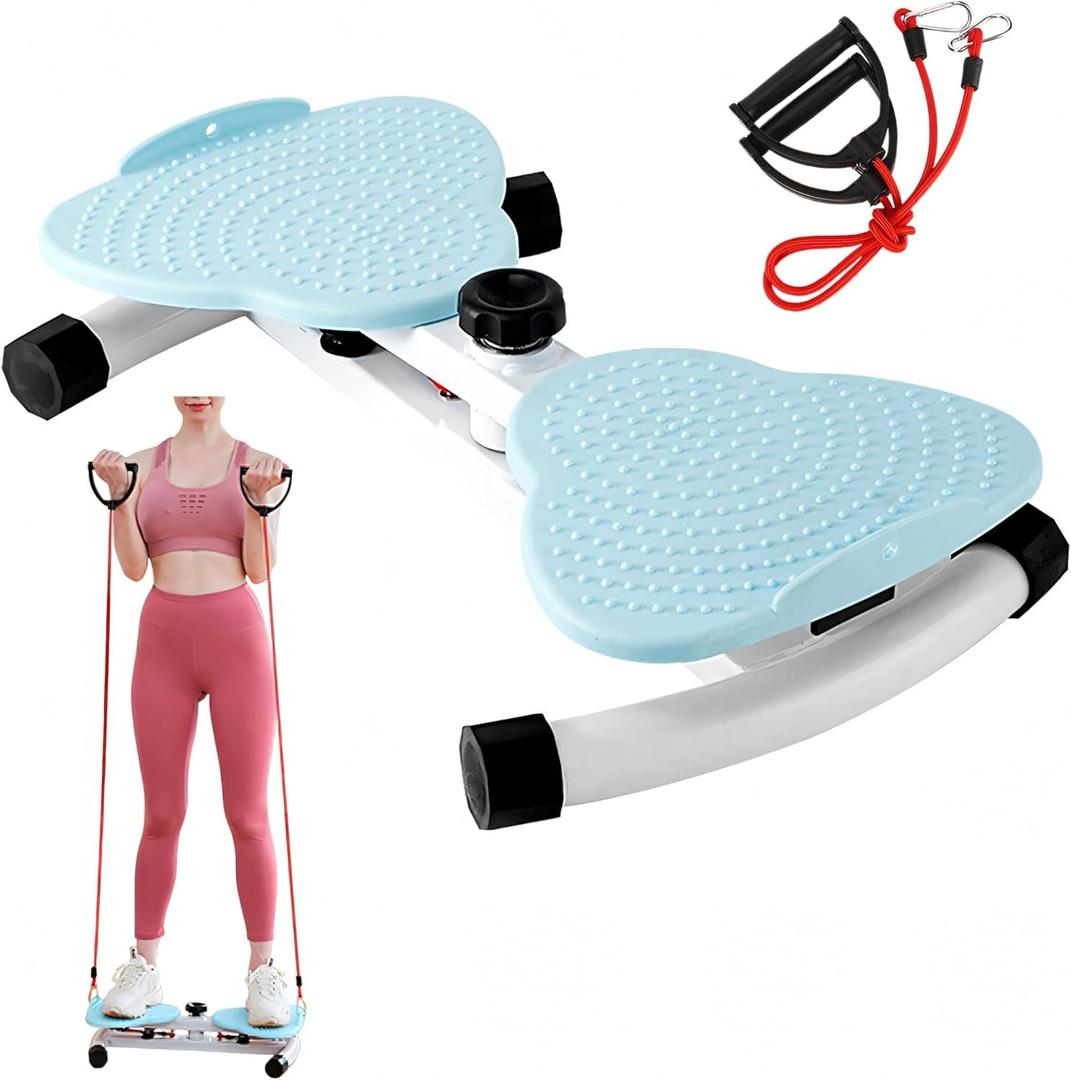 Waist Twister Board twisting machine exercise twist ab training  Noiseless Fitness Tool with Loop Resistance Bands, Foot Massage, and Core Workout for Belly Fat Loss (Blue)
