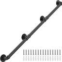 9FT Industrial Stair Railing Wall Mount Staircase Handrail 1.3 Pipe Hand Rail for Steps Grab Bar Foot Rail Vintage Pipe Railing Black Deck Handrail for Outdoor Indoor Stairs Porch