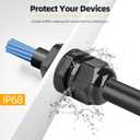 2 x Oualhoo 1/2" NPT Nylon Cable Connector, Strain Relief Cord Connector, IP68 Waterproof Adjustable Locknut, Wire Pass Through Grip, Black, 10 PCS