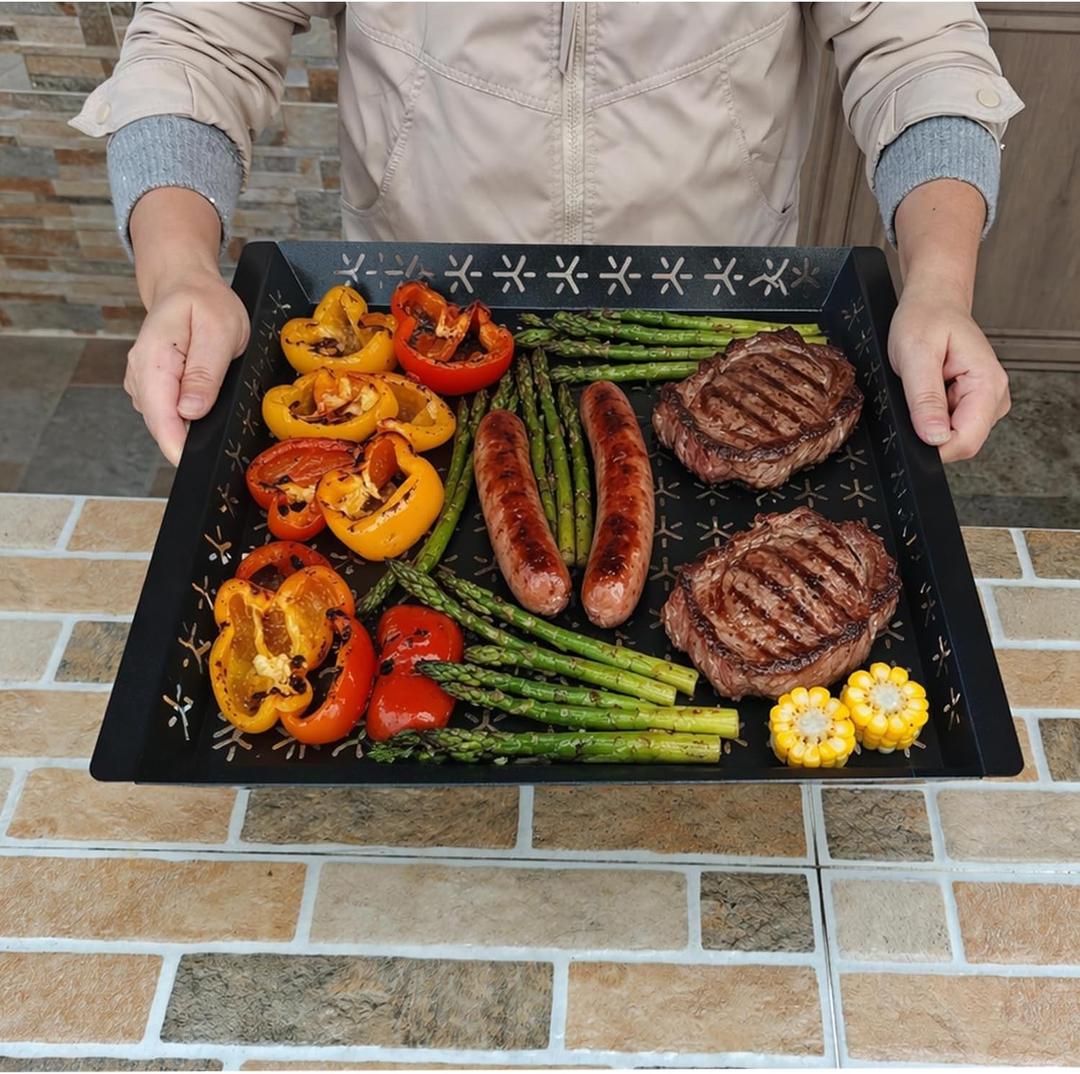 Vegetable Grill Basket for Outdoor Grill - 15.8"*15.8"Extra Large XXL Heavy-Duty Veggie Grilling Basket, Square, Non-stick Enamel Coating, Grilling Accessories for Grills and Vegetables