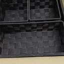 Elevon Handmade Storage Basket Set of 4, Plastic Wicker Baskets for Organizing with Handles, Storage Bins for Home Kitchen Countertop, Shelf Organizer, Waterproof, Coffee