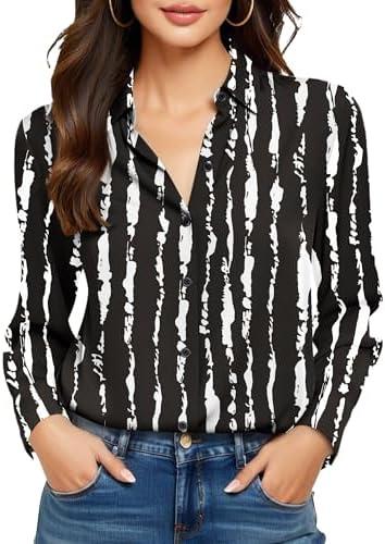 COUXILY Non-Iron & Wrinkle-Free Womens Button Down Shirts with Mulberry Silk Long Sleeve Blouse Casual Work Tops L