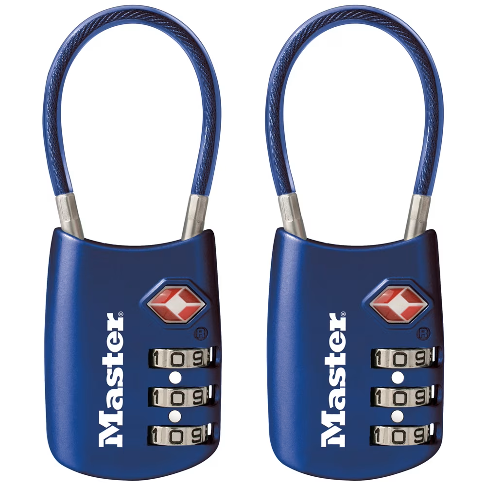 Master Lock Padlock, Set Your Own Combination TSA Locks for Luggage, Travel Zipper Lock with Cable Shackle is 1-3/16 in. Wide, 4688T, 2 Count (Pack of 1)