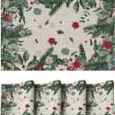 Artoid Mode Green Leaves Poinsettia Holly Christmas Vinyl Winter Placemats Set of 4, 12x18 Inch Washable Plastic Non-Slip Woven Winter Table Mats for Dining Decor