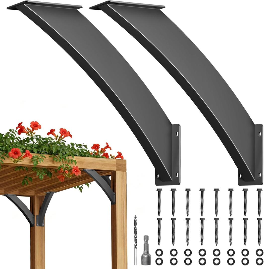 45 Pergola Brackets 4x4 Post Support Brackets (2 Pack) Pergola Bracket Kit, Inside Mount Corner Connector for Wood Structures, Gazebos, Porches, Decks & Pergola Kits