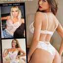 Avidlove Women Lingerie Lace Bodysuit Teddy Lingeries V Neck Cut Out One Piece Mini Babydoll (3X-Large, White)