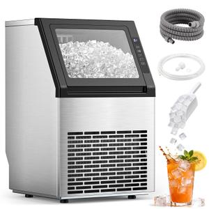 Electactic Commercial Ice Maker Machine, 80Lbs/24H Under Counter ice Machine with 24 Hours Timer & LCD Panel, 28lbs Storage, Self-Cleaning Freestanding Ice Maker for Home, Bar, Restaurant, Office