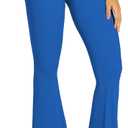 Sunzel Womens Flare Leggings No Front Seam Flare Yoga Pants with Tummy Control Crossover High Waist - 28" / 30" / 32" / 34" (Blue, M)