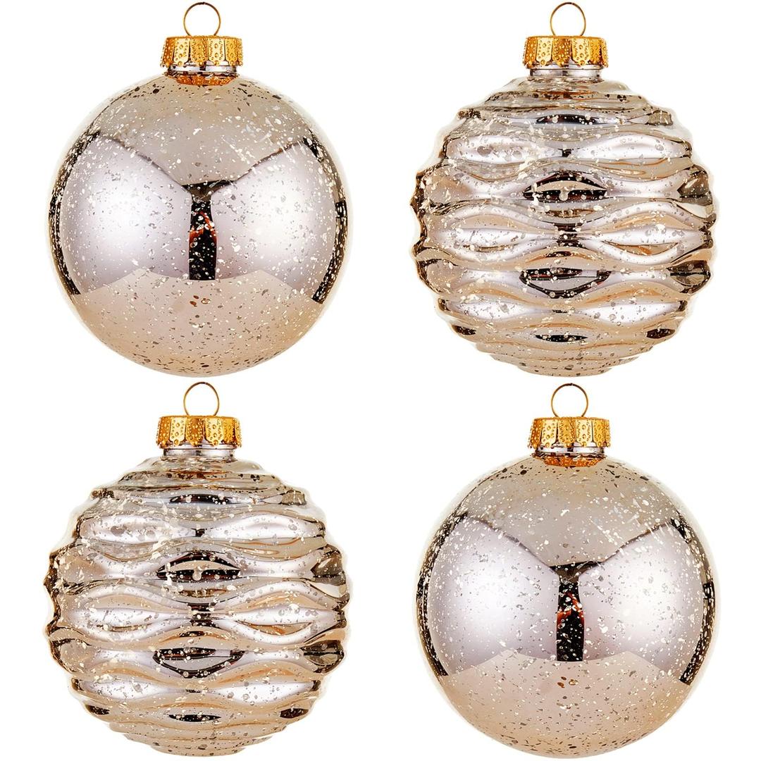 Large Christmas Ball Ornaments, Oversized Shatterproof Plastic Decorative Hanging Mercury Ornaments Ball for Xmas Holiday Party Decorations (Champagne, 4.0")