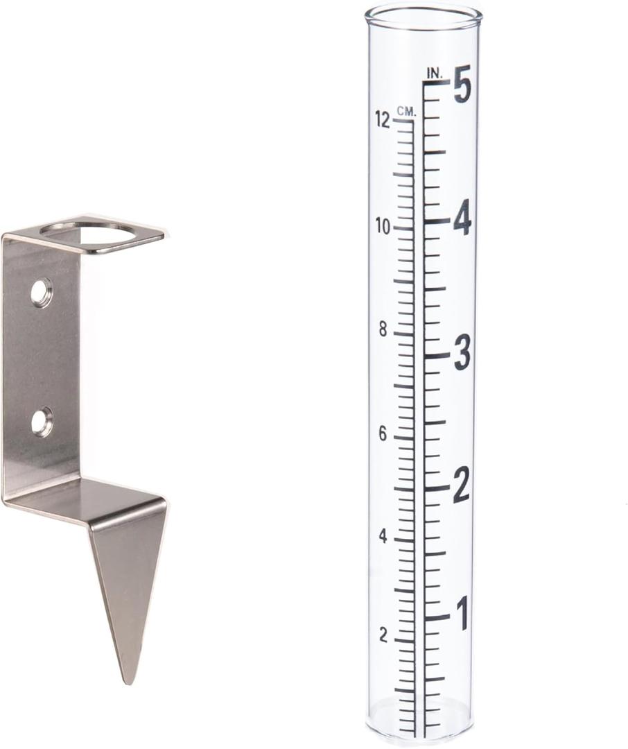 5" Capacity Rain Gauge with 2 in 1 Stainless Steel Rack Holder for Yards, Lawns, Pathway, Patio
