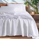 SONORO KATE 100% French Pure Linen Sheets, Breathable and Durable Linen Queen Size Sheets, Anti-Tear Linen Bed Sheets, Machine Washable, 16 Inch Deep Pocket - 4 Piece (White, Queen)