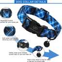 Autumn Cotton Dog Collar, Blue Plaid with Plastic Buckle, Adorable Pet Collar for Puppy, Cat or Dog