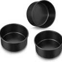 E-far 5 Inch Cake Pan Set of 3, Nonstick Stainless Steel Small Baking Pans Tins, Round Bakeware for Layer Cakes, Stainless Steel Core & Non-Toxic Coating, Straight Side & 2 Inch Deep