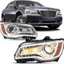 For 2011-2023 Chrysler 300/300C Headlight Assembly Halogen Chrome w/Amber Headlamp Replacement Pair set For 11-23 Chrysler 300/300C