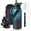 Insulated Water Bottle 32 oz, Triple Wall Vacuum Stainless Steel (Cold for 48 Hrs, Hot for 24Hrs), Leak Proof & Non-BPA, 32oz Hydro Water Flask with Paracord Handle & Straw Spout Lids (Indigo/Black)